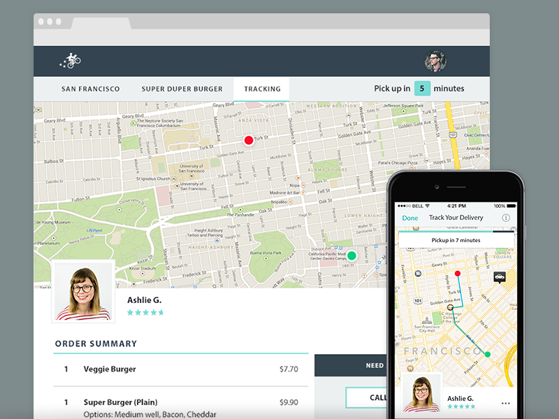Postmates delivery tracking page by Sony Atmadjaja on Dribbble