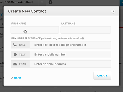 Create Contact contact edit modal