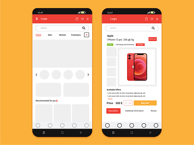 ecommerce app ui design