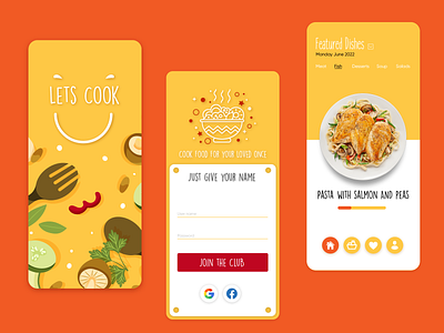 Lets Cook Mobile App UI app design ecommerce graphic design ui