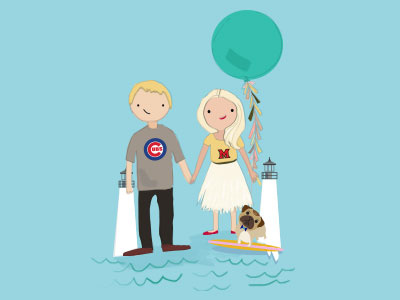 more jeff and marge illustration michigan save the date wedding