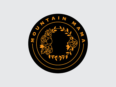 mountain mama pin design badge flower crown logo mountain pins