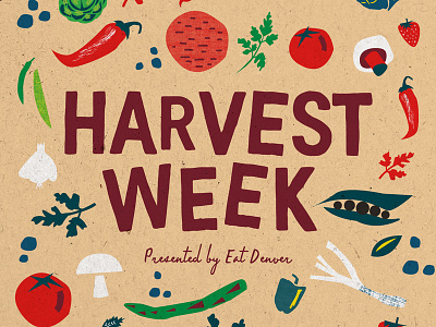harvest week collateral branding denver event food illustration