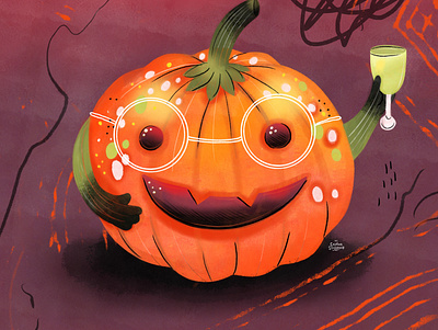 Pumpkin autumn design drink fruit illustration kids art kids books тыква