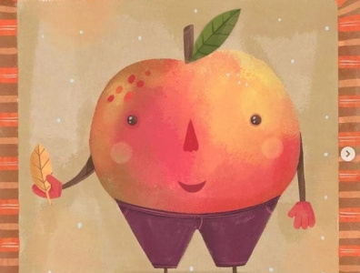 Apple apple fruit illustration kids art kids books осень постер
