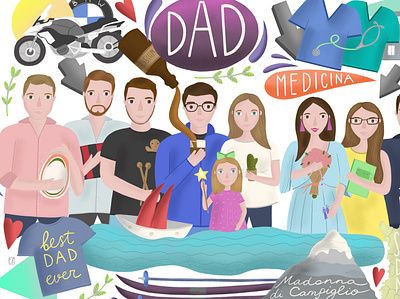 una famiglia branding creative design illustration портрет семейный портрет семья