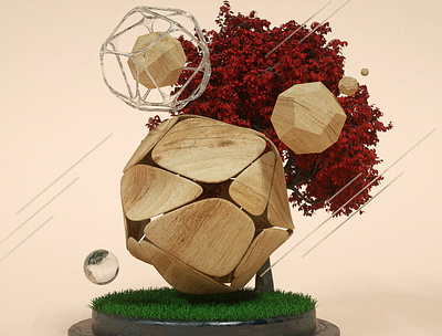 wooden cinema4d design motion octane