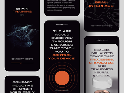 Mobile Landing Page Inspired by Neuralink bold bright colours brutal contrast future futuristic innovation innovative minimal minimalist mobile mobile website neuralink technology zajno