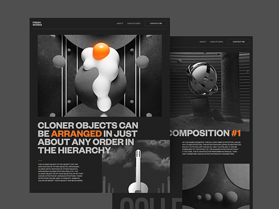 3D Visual Website Design Concept 3d 3d visual art bold typography brutal dark design experiment experimental extravagant slick unconventional web website zajno