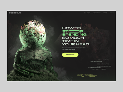 How to Stop Getting Stuck In Your Head 3d alive c4d cinema4d dark design here and now informational layout life mental health stuck textures website zajno