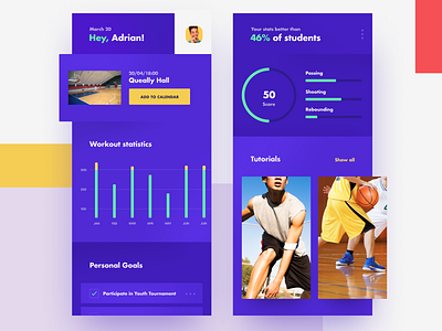 Basketball School Platform: Mobile Dashboard Design