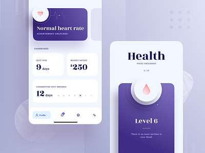 Thank you for (not) smoking app application business content data visualization design experiment health information architecture ios design mobile app neumorphism problem solving saving money skeuomorphism smoking ux ui vibrant colors zajno