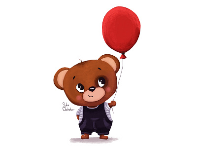 Cute little bear with red balloon animals balloon bear cartoon character design characters children illustration cute cute illustration design digital art graphic design illustration kids poster
