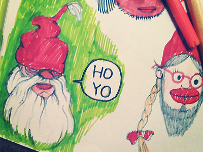 Santa With Wife drawing illustration