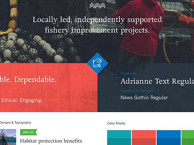 Style Tile for a sustainable fishery association design style tile web design.