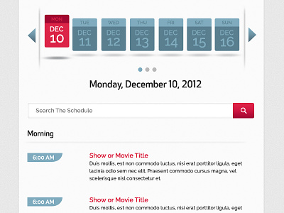 Schedule browser widget for a cable network website