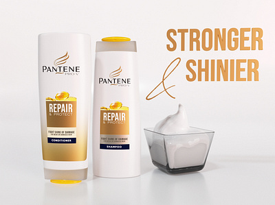 Pantene Shampoo 3d advertise advertisement cinema4d concept cormoranstudio design gold octane packshot