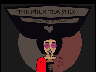 Milk tea shop logo design character illustration logo milk tea shop tea