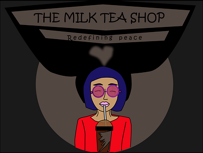 milk tea shop logo design character illustration logo milk tea shop tea