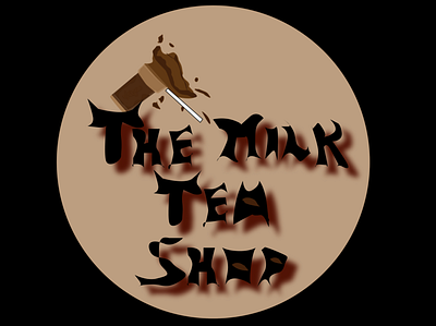 Milk tea shop logo design design illustration logo milk tea shop spilling tea