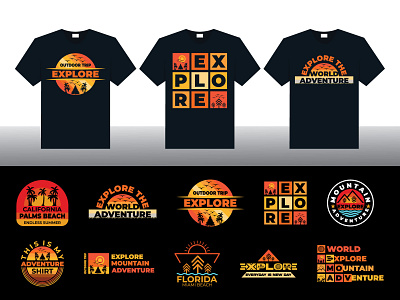 best retro typography t shirt design bundle for travel lover's expedition