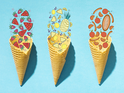 Fruit icecream illustration 2d art design illustration painting vector