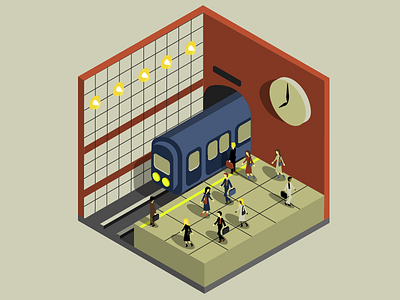 In the subway adobe illustrator design graphic illustration isometry metro station vector