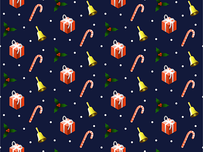 Christmas Pattern adobe illustrator bell candy cane christmas design gift gradient graphic illustration mistletoe pattern snow vector