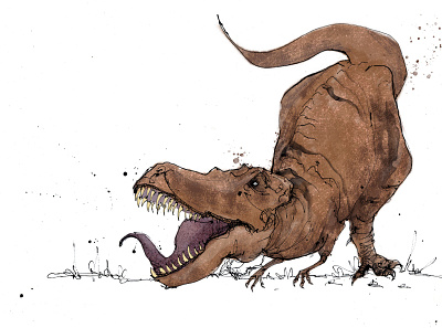 T- Rex artwork design dinosaur drawing editorial hand drawn illustration sketch