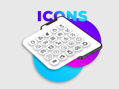 Set of icons in different areas