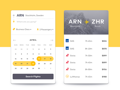 Flight Search boarding pass calendar daily ui challenge date flight input pricing search selectiong ui