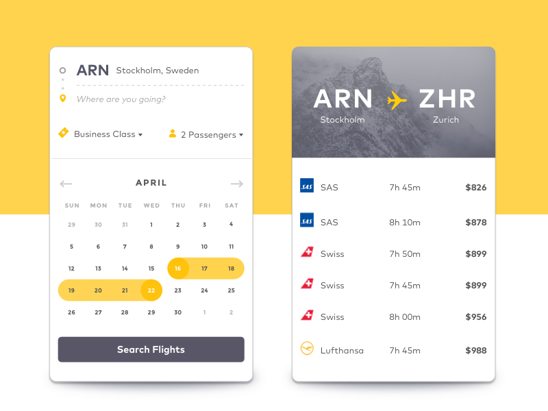 Flight Search by Peter Smith on Dribbble