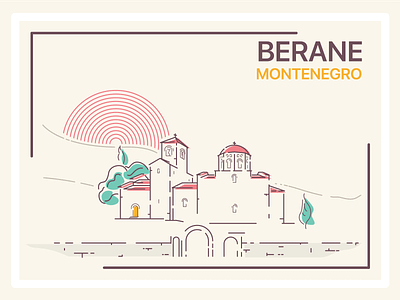 Berane building church illustrator lineart monastery montenegro vector