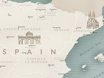 Spain Map building illustration linear map spain vector