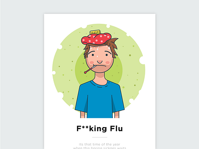 F*****g Flu character flu icon ill illustration linear sad sick temperature vector