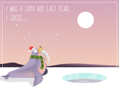 Waiting for Santa 0.3 christmas game character illustration new year north pole santa sea lion vector walrus