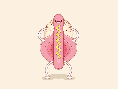 Food Porn character flasher flashing food hot dog illustration maniac meat minimal new york sex vector