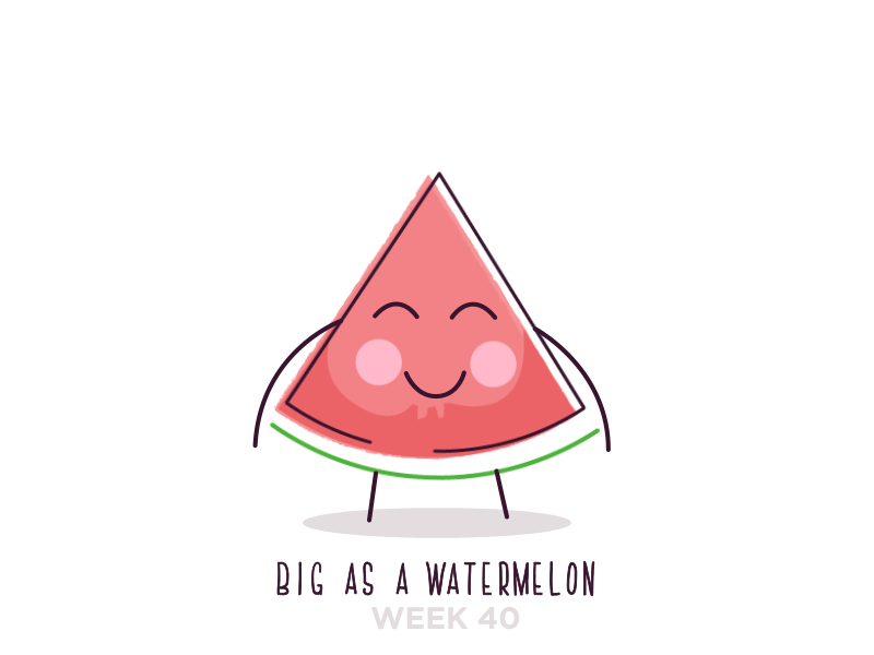How big is your baby? baby character fruit illustration smile watermelon waving