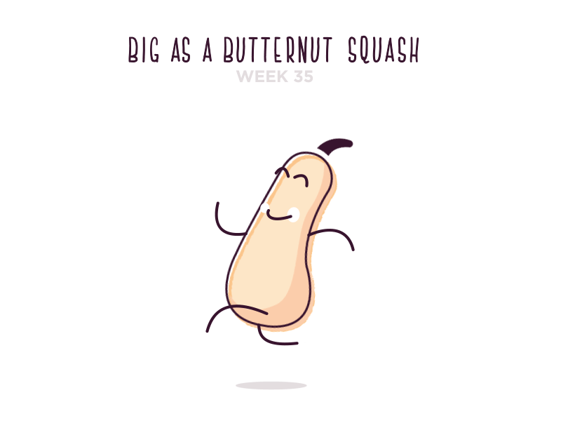 How big is your baby? animated baby butternut squash character emoji sticker illustration pregnancy run running squash
