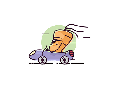 Ride with me! carrot character driving illustration