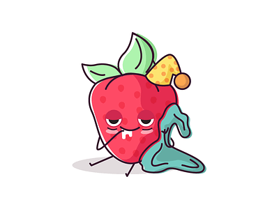Sleepy? character fruit illustration sleepy strawberry