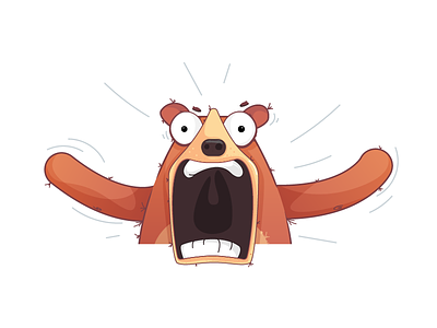 Football fan reactions animal bear character fan illustration imessage reaction screaming sticker vector