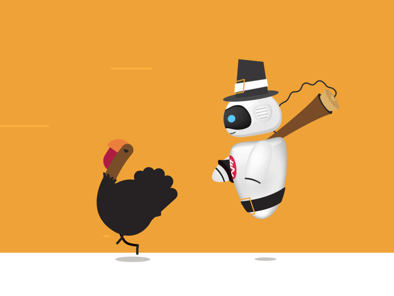 Thanksgiving animation food holiday hunting pilgrim robot thanksgiving day turkey usa