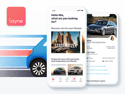Layne App car illustration interacrion interface ios app layne sell uiux used cars