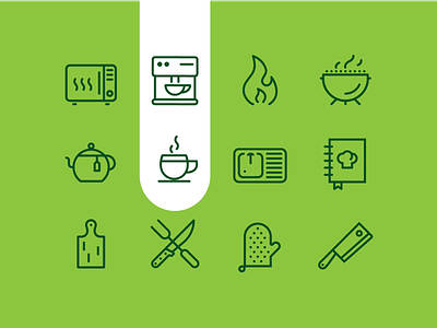 Kitchen time coffee cooking food icon iconography kitchen icon set line sign vector