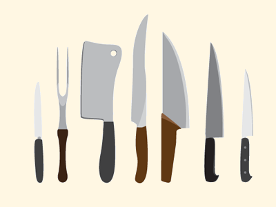 Chop chop! black brown chop chop chop cook cookery grey illustration illustrator kitchin knives simple