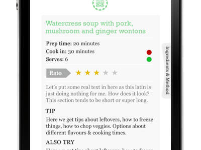 Simple Recipe Application app clean cook cookery cooking emblem green grey iphone iphone4 rate red simple soup star text