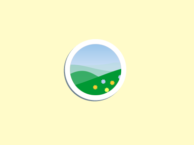 Button button circle flowers grass green icon land round sky