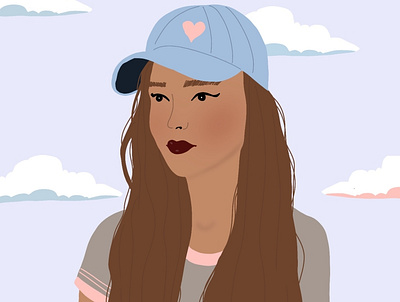 Girl with a baseball cap design digital illustration drawing illustration