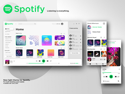 Light Themed Spotify redesign